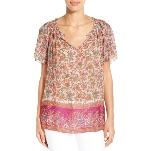 Lucky Brand Tops - NWOT LUCKY BRAND Floral Sheer Split Neck Blouse, L